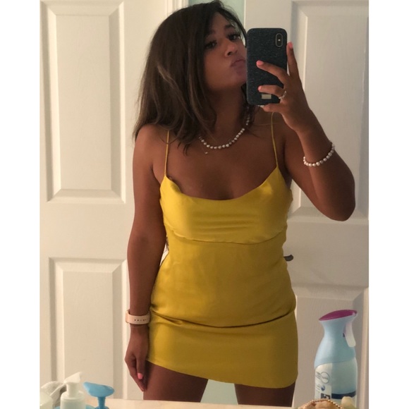 mustard yellow mini dress
